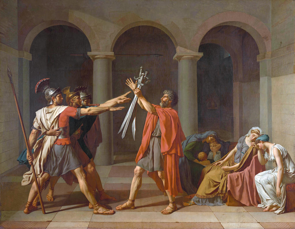 Jacques-Louis David, Le Serment des Horaces, 1784. Huile sur toile, 330 x 425 cm. Paris, musée du Louvre.