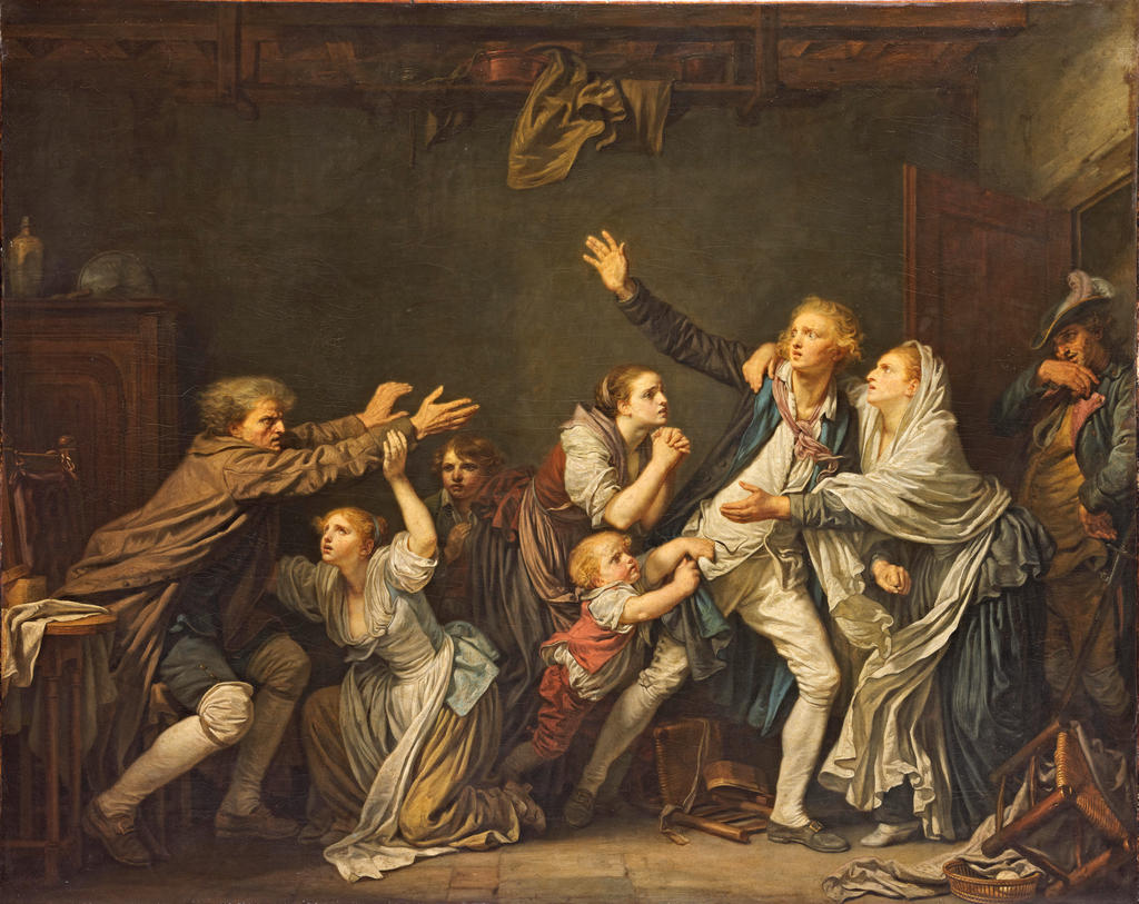 Jean-Baptiste Greuze (1725-1805), La malédiction paternelle. Le Fils ingrat, 1777. Huile sur toile, 130 x 162 cm. Paris, musée du Louvre.