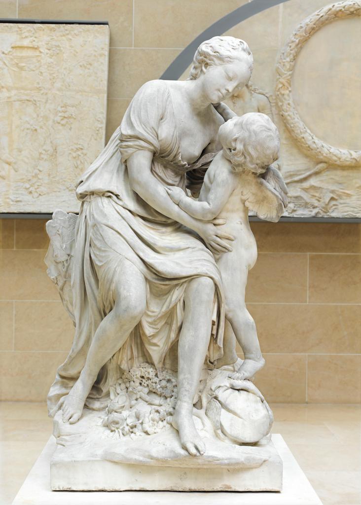 Jean Baptiste Pigalle (1714-1785), L’Amour embrassant l’Amitié, 1758. Marbre. Paris, musée du Louvre. 