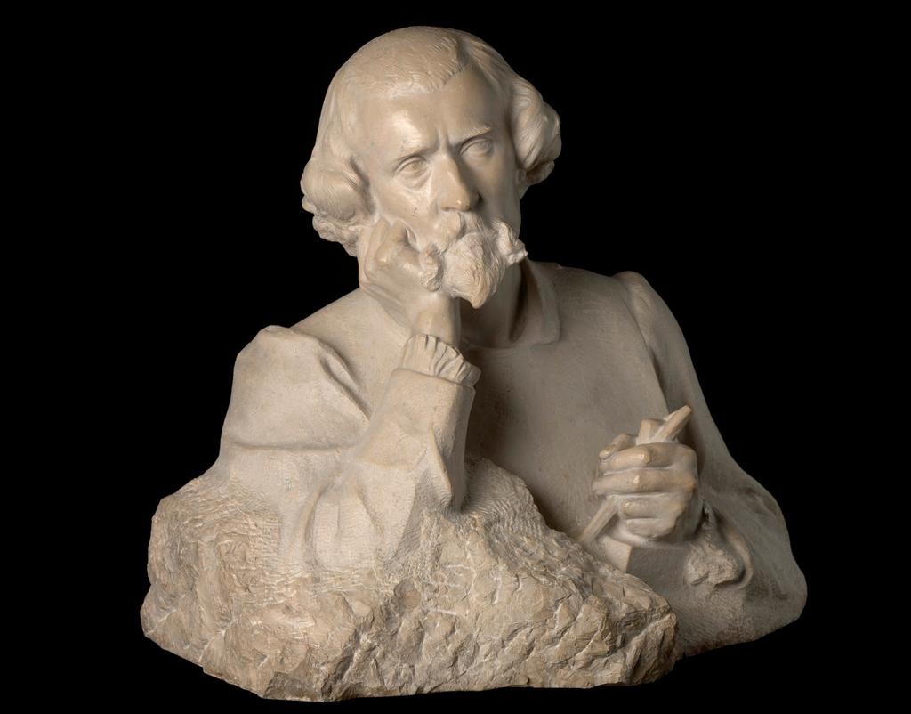 Jean Dampt (1854-1945), Portrait de l’auteur, 1905. Pierre de Comblanchien, 65 x 73 x 53 cm. Dijon, musée des Beaux-Arts.