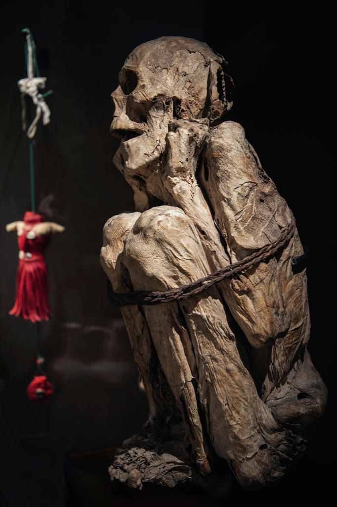 Homme de la culture chachapoya, anciennement désigné comme « momie trépanée de Piedra Grande de l’Utcumbamba ». Paris, musée de l'Homme.