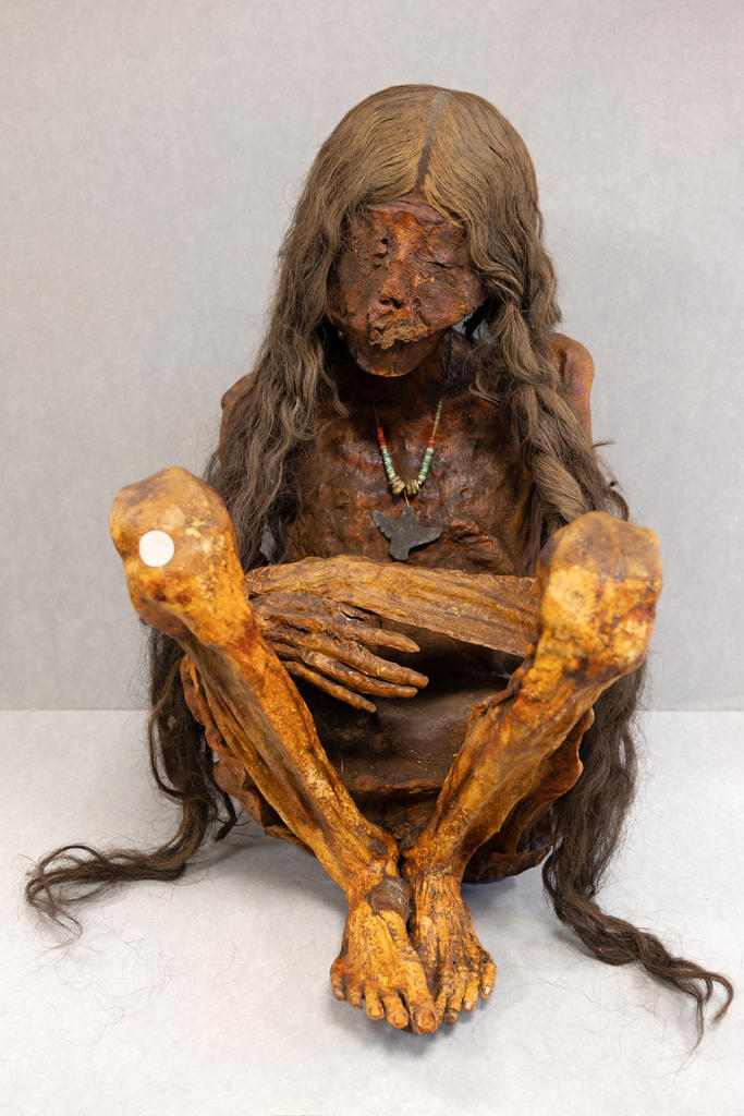 Jeune femme des Andes aux longs cheveux, dite « des chullpas », en référence au monument funéraire pré-inca qui l’abritait. Bolivie, possiblement Atacama, entre la fin du VIIIe et le milieu du Xe siècle. Paris, musée de l'Homme.