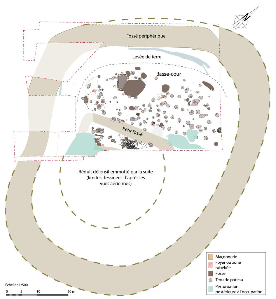 Plan des vestiges médiévaux au sein du complexe castral. 