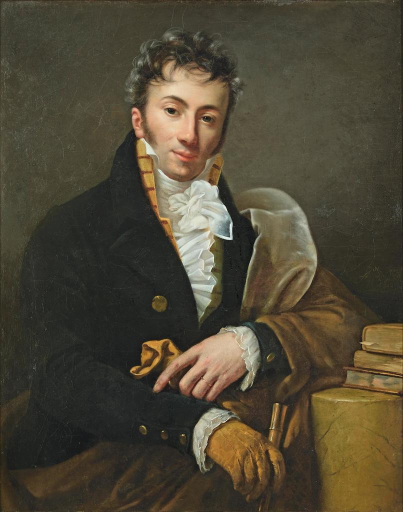 Adèle de Romance (1769-1846), Portrait d’homme au jonc orné d’un pommeau en or, 1812. Huile sur toile, 84 x 67 cm. Paris, collection particulière. 