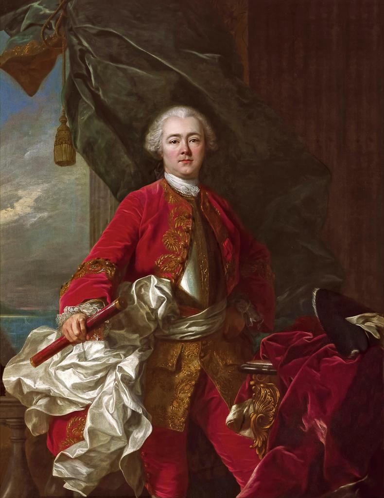 Attribué à Louis Tocqué (1696-1772), Honoré III de Monaco, portrait au genou (détail). Huile sur toile. Monaco, palais princier.