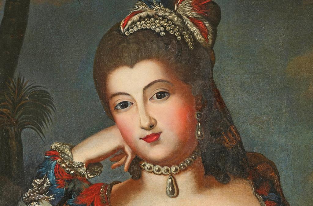 D’après Anton Raphael Mengs (1728-1779), Portrait de Marie Catherine de Brignole-Sale (détail), non daté, XVIIIe siècle. Huile sur toile. Monaco, Nouveau musée national de Monaco.