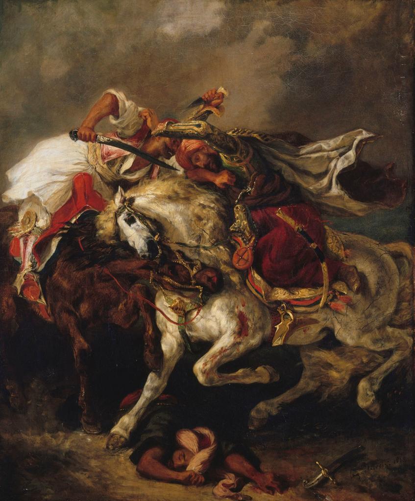 Eugène Delacroix (1798-1863), Le Combat du Giaour et du Pacha, 1835. Huile sur toile, 73 x 61 cm. Paris, Petit Palais, musée des Beaux-arts de la Ville de Paris.