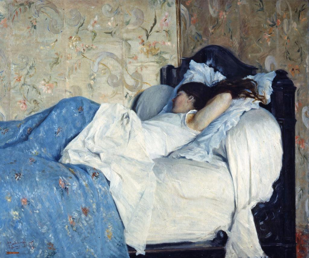 Federico Zandomeneghi (1841-1917), Jeune Fille endormie, dit aussi Au lit, 1878. Huile sur toile, 60 x 74 cm. Florence, Palazzo Pitti – Galleria d’Arte Moderna. 
