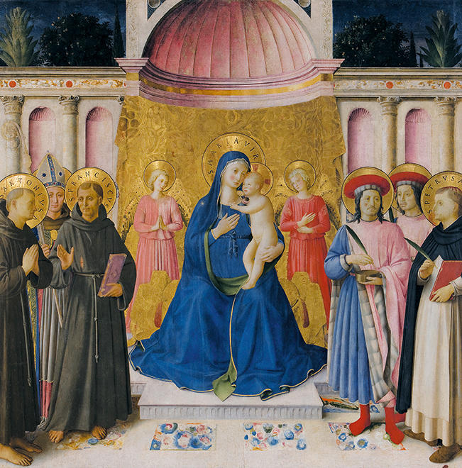 Fra Angelico, Retable de Bosco ai Frati (panneau principal), 1450-1452. Tempera et or sur panneau, 174 x 174 cm. Florence, Museo di San Marco.