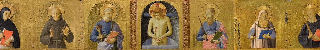Fra Angelico, Retable de Bosco ai Frati (prédelle), 1450-1452. Tempera et or sur panneau, 26 x 174 cm. Florence, Museo di San Marco.