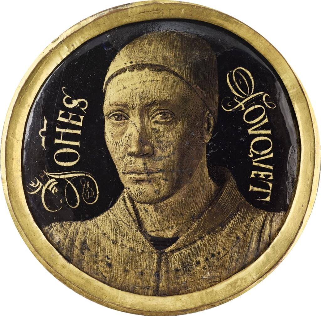 Jean Fouquet, Autoportrait en médaillon, Tours, vers 1452-1455. Émail et camaïeu d’or sur cuivre, D. 7,5 et 7,2 cm. Paris, musée du Louvre, département des Objets d’art.
