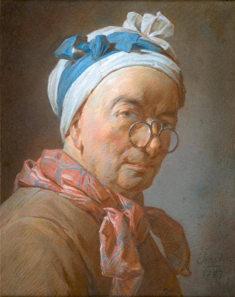 Jean Siméon Chardin (1699-1779), Autoportrait aux bésicles, 1773. Pastel, 45,5 x 38 cm. Orléans, musée des Beaux-Arts, acquis par préemption en douane en 1991. 