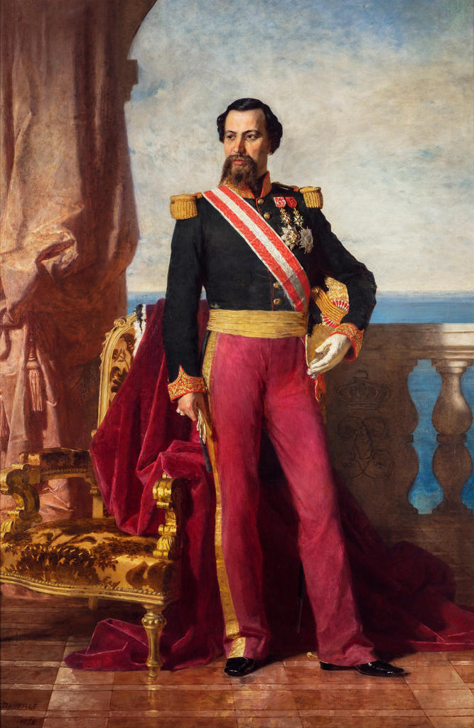 Karl Wilhelm Bauerle (1831-1912), Portrait en pied du prince Charles III, 1868. Huile sur toile, 240 x 161 cm. Marchais, château de Marchais, collection du Palais princier de Monaco. 