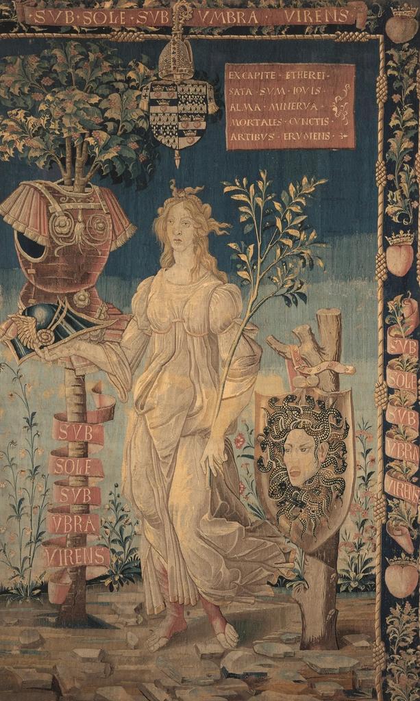 Manufacture française, d’après Botticelli, Minerve pacifique, vers 1491-1500. Laine et soie, 257 x 156 cm. Collection particulière.
