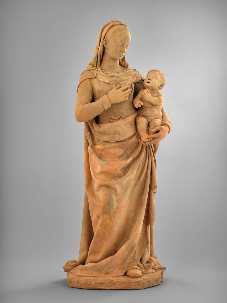 Michel Colombe (vers 1430-1512), Vierge à l’Enfant, dite Vierge de La Carte, vers 1500-1510. Terre cuite, 102 x 41 x 26 cm. Paris, musée du Louvre. 