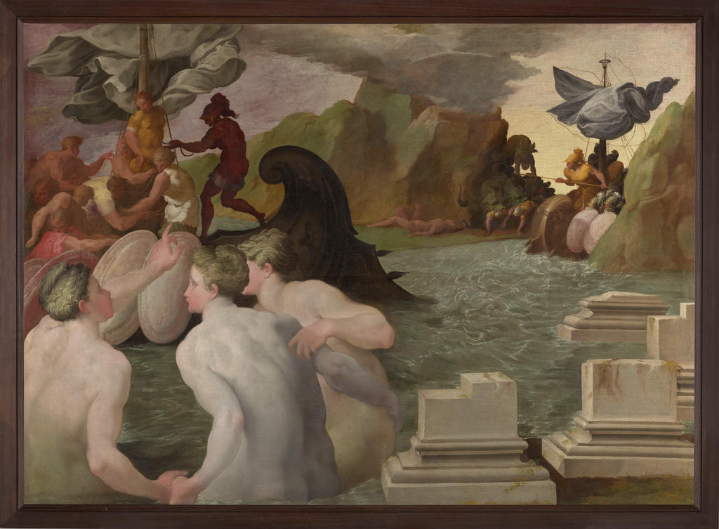Ruggiero de Ruggieri (1540-1596/97), Ulysse affrontant les sirènes et traversant le détroit de Charybde et Scylla, 1569. Huile sur toile, 151 x 208 cm. Fontainebleau, château de Fontainebleau.