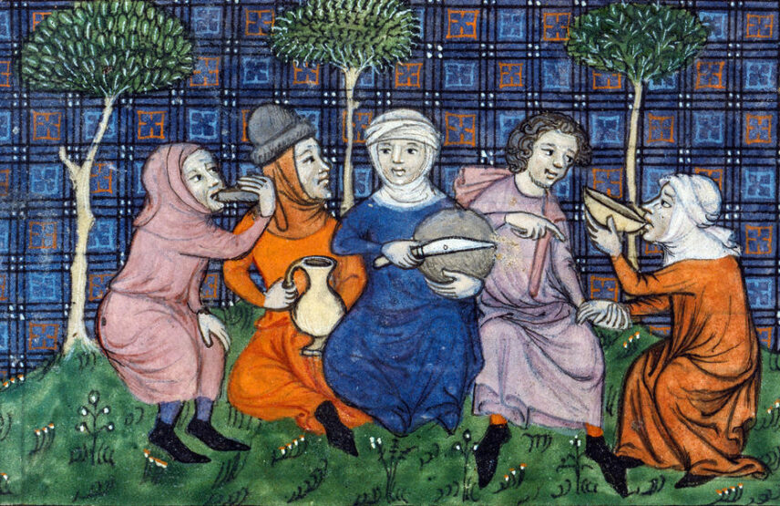 Miniature du Livre du roi Modus et de la reine Ratio, XIVe siècle. Paris, BnF, Fr. 22545, fol. 72.