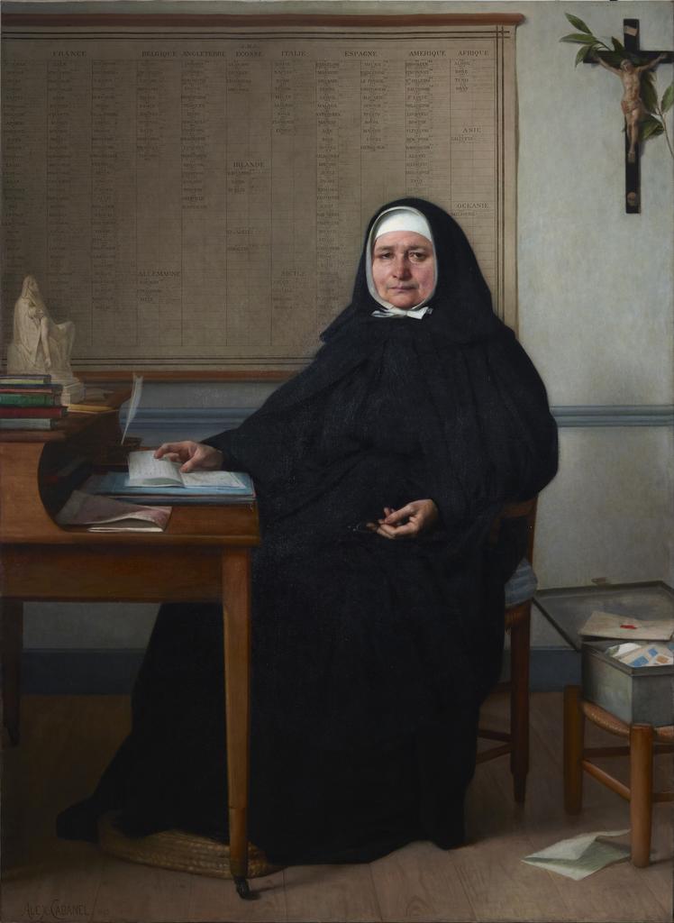 Alexandre Cabanel (1823-1889), Portrait de Marie Augustine Jamet, supérieure de la congrégation des Petites Sœurs des Pauvres, de 1843 à 1893, 1885. Huile sur toile, 193 x 140 cm. Saint-Pern, congrégation des Petites Sœurs des Pauvres. 