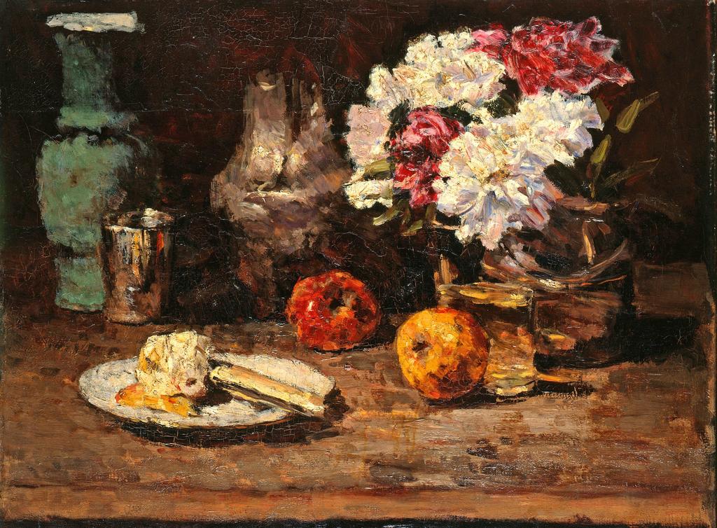 Carl Schuch, Le Panier de rhododendrons, 1885-1886. Huile sur toile, 61 x 78 cm. Dresde, Staatliche Kunstsammlungen.