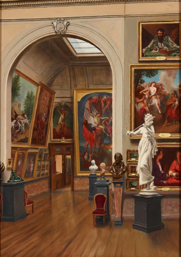 Édouard Charles Hulton, Vue des salles de peinture du musée de Rennes vers 1900. Huile sur toile, 81 x 59 cm. Rennes, musée des Beaux-Arts. 