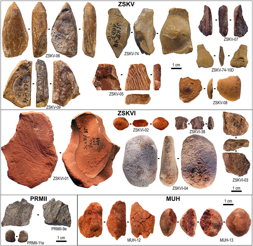Fragments d’ocre mis au jour en Crimée (sites ZSKV, ZSKVI, PRMII et MUH). 
