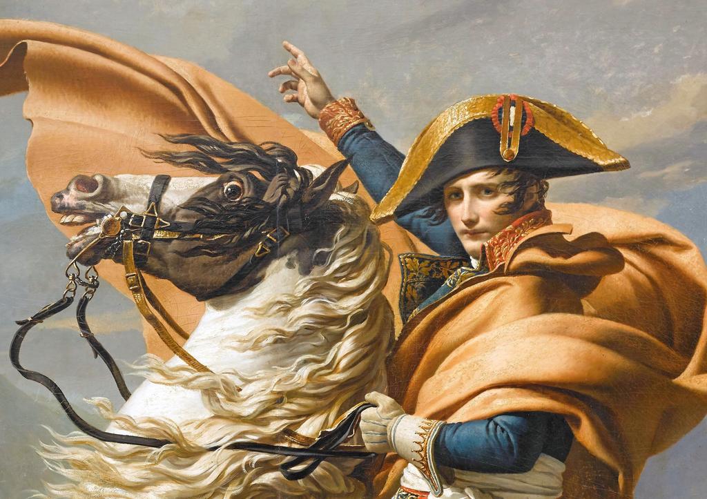 Jacques-Louis David, Bonaparte franchissant les Alpes au Grand Saint-Bernard (détail), 1800. Huile sur toile, 260 x 221 cm. Rueil-Malmaison, musée national des châteaux de Malmaison et Bois-Préau.