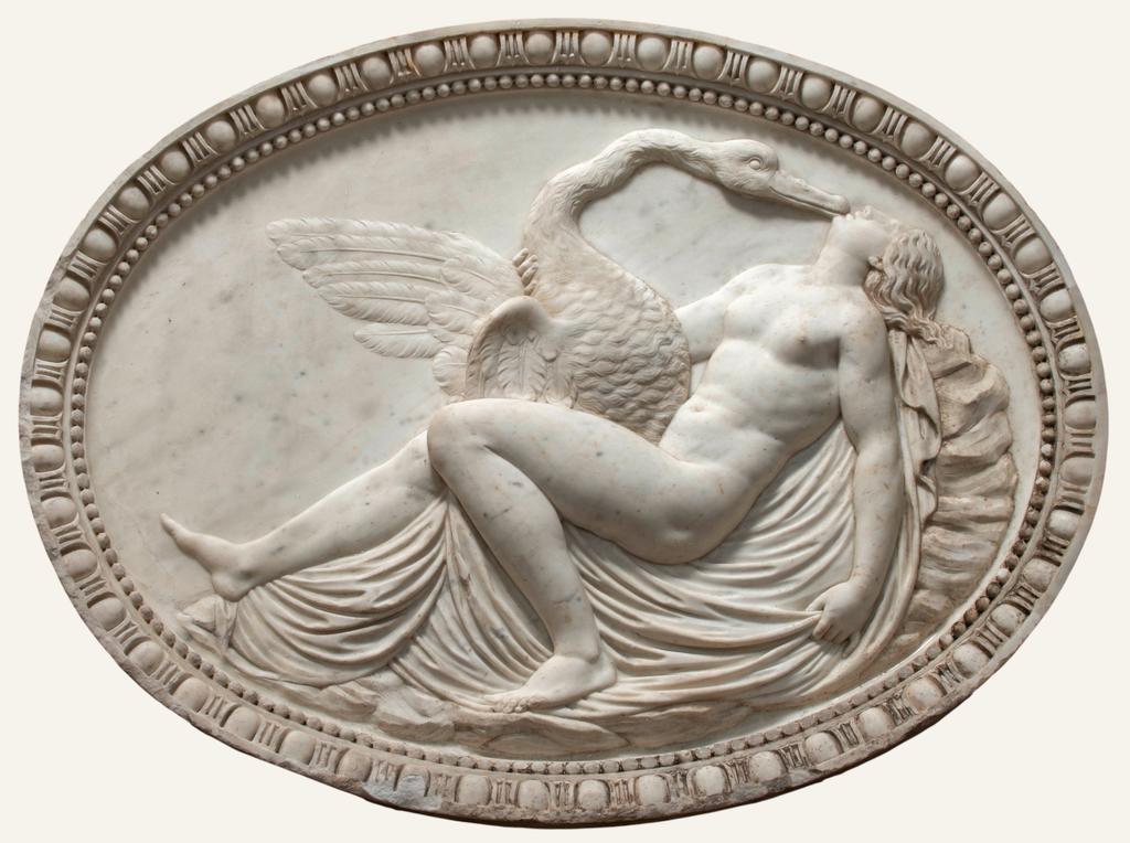 Léda et Jupiter métamorphosé en cygne, XVIIIe siècle. Marbre. Versailles, musée national des châteaux de Versailles et de Trianon.