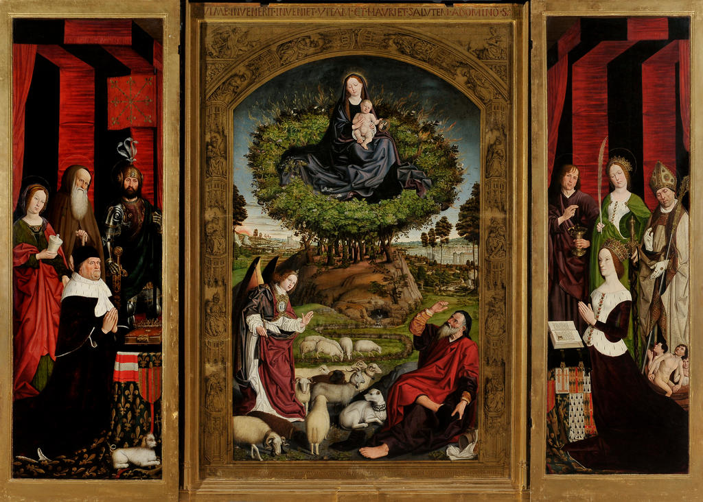 Nicolas Froment, triptyque du Buisson ardent, 1475‑76. Huile sur bois, 308 x 429 cm. Aix‑en‑Provence, cathédrale Saint‑Sauveur.